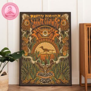 Stick Figure Psychedelic Poster For Austin TX Show On June 29 2025 With Roadrunner And Desert Art Home Decor Poster Canvas