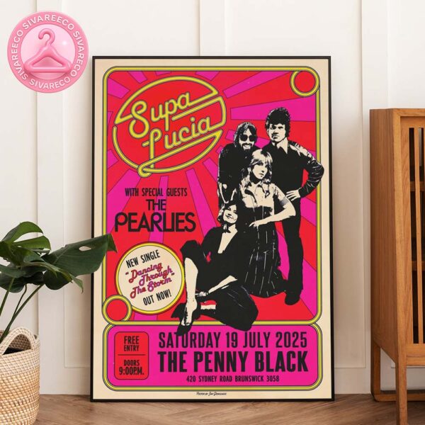 Supa Lucia Live Show Poster At The Penny Black In Brunswick Australia On July 19 2025 Featuring Retro Pop Art Band Portrait And Neon Typography Home Decor Poser Canvas
