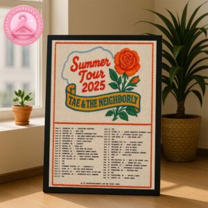 Tae And The Neighborly Summer Tour 2025 Starting At Longstock Vineyards In Campbellsville KY On June 5 2025 Home Decor Poster Canvas