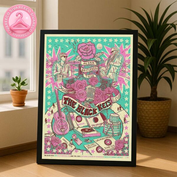 The Black Keys Music Show Poster No Rain No Flowers Tour In Wilmington NC At Live Oak Bank Pavilion On June 11 2025 Home Decor Poster Canvas