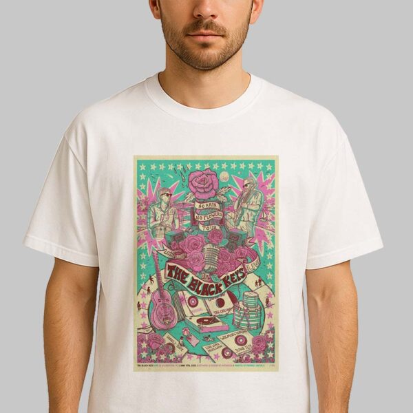 The Black Keys Music Show Poster No Rain No Flowers Tour In Wilmington NC At Live Oak Bank Pavilion On June 11 2025 Unisex T-Shirt