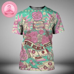 The Black Keys Poster At Live Oak Pavilion In Wilmington North Carolina On June 11 2025 Featuring No Rain No Flowers Tour Artwork With Roses Records And Vintage Instruments All Over Print Shirt