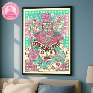 The Black Keys Poster At Live Oak Pavilion In Wilmington North Carolina On June 11 2025 Featuring No Rain No Flowers Tour Artwork With Roses Records And Vintage Instruments Home Decor Poster Canvas