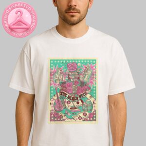 The Black Keys Poster At Live Oak Pavilion In Wilmington North Carolina On June 11 2025 Featuring No Rain No Flowers Tour Artwork With Roses Records And Vintage Instruments Unisex T-Shirt