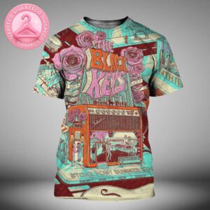 The Black Keys Poster At Stone Pony Summer Stage In Asbury Park New Jersey On June 14 2025 With Psychedelic Roses And Venue Illustration All Over Print Shirt