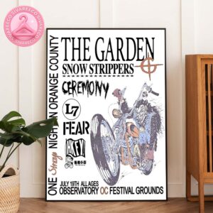 The Garden Concert Poster For One Strange Night In Orange County On July 19 2025 At Observatory OC Featuring Punk Biker Cartoon And Hardcore Guest Lineup Home Decor Poster Canvas