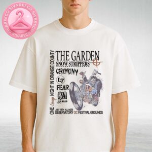 The Garden Concert Poster For One Strange Night In Orange County On July 19 2025 At Observatory OC Featuring Punk Biker Cartoon And Hardcore Guest Lineup Unisex T-Shirt
