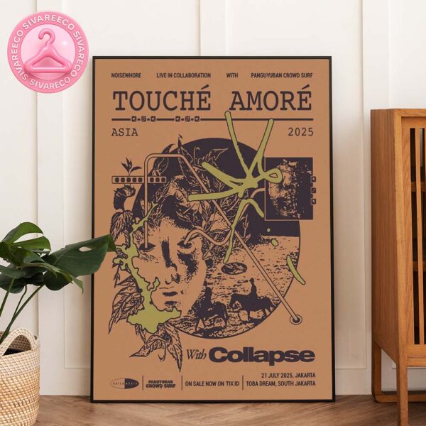Touché Amoré Asia Tour Poster At Toba Dream In South Jakarta Indonesia July 21 2025 Home Decor Poster Canvas