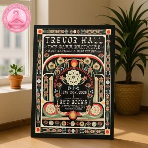 Trevor Hall At Red Rocks Amphitheatre In Morrison Colorado On June 15 2025 With Botanical Mandala Style Art Featuring The Barr Brothers And Fruit Bats Home Decor Poster Canvas
