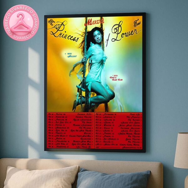 Wales Marina Official Tour Poster The Princess Of Power Tour 2025 In USA Canada Mexico Home Decor Poster Canvas