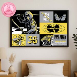 Wu Tang Clan Live Show Poster At Chase Center In San Francisco On June 24 2025 Featuring Ninja Warrior And Iconic Hip Hop Symbols Collage Artwork Home Decor Poster Canvas