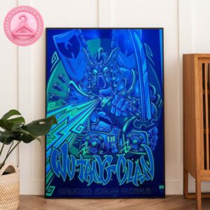 Wu Tang Clan Live Show Poster At Crypto Dot Com Arena In Los Angeles CA On June 22 2025 Featuring Blue Samurai Warrior Shooting Lightning Home Decor Poster Canvas