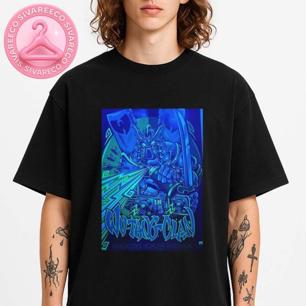 Wu Tang Clan Live Show Poster At Crypto Dot Com Arena In Los Angeles CA On June 22 2025 Featuring Blue Samurai Warrior Shooting Lightning Unisex T-Shirt