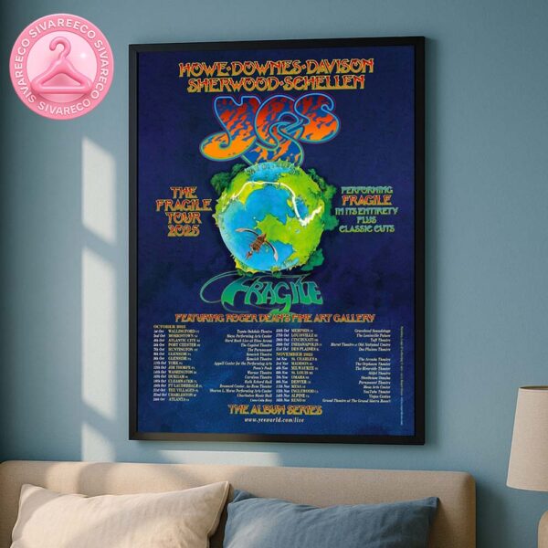 Yes The Fragile Tour 2025 Poster For USA Tour Classic Yes Fragile Album Cover Artwork By Roger Dean Home Decor Poster Canvas