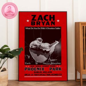 Zach Bryan Phoenix Park Poster In Dublin Ireland On June 20 And 21 2025 Featuring Black And White Photo With Red Bold Border Design Home Decor Poster Canvas