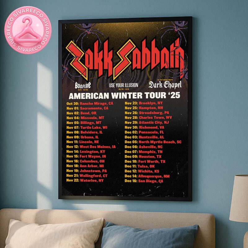Zakk Sabbath Tour Dates 2025 Full Schedule Of American Winter Tour Cities And Venues Home Decor Poster Canvas