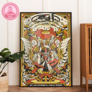 311 Official Tour Poster At Stage AE Outdoor In Pittsburgh PA On July 1 2025 Featuring Ornate Tattoo-Inspired Artwork With Wings And Cityscape Home Decor Poster Canvas