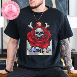 311 Tour Poster Red Rose Skull And Bones Design At River’s Edge Park In Council Bluffs Iowa Reaching New Heights Artwork 2025 Unisex T-Shirt