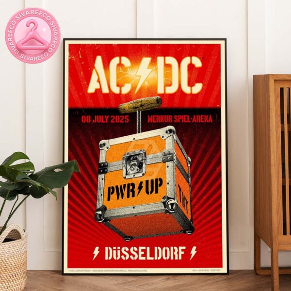 ACDC Concert Poster At Merkur Spiel Arena In Düsseldorf Germany On July 8 2025 With PWR UP TNT Flight Case Artwork Home Decor Poster Canvas