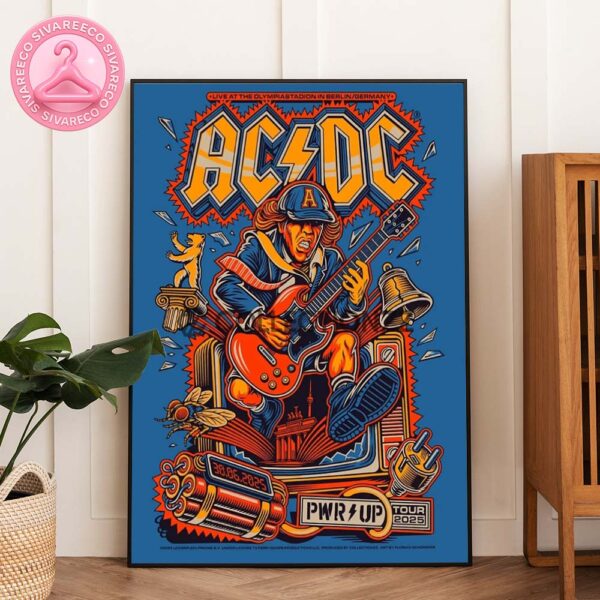 ACDC Live In Berlin Germany At Olympiastadion On June 30 2025 Tour Poster – Explosive Comic Art by Florian Schommer Home Decor Poster Canvas