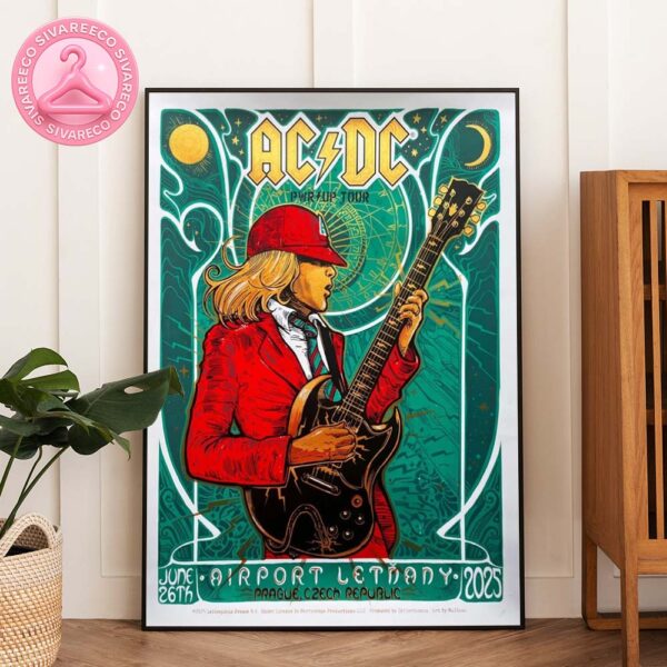 ACDC Live Poster At Airport Letňany In Prague Czech Republic June 26 2025 – PWR UP Tour Artwork By Malleus Home Decor Poster Canvas