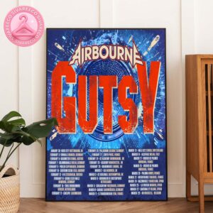 Airbourne Tour Poster Full Color Speaker Blast Design at Rock City in Nottingham UK Gutsy Europe Tour 2026 Home Decor Poster Canvas
