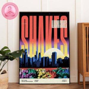 Alabama Shakes Poster At The Salt Shed Outdoors In Chicago On July 16 2025 – Sunset Skyline Artwork With Flowers Home Decor Poster Canvas