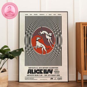 Alice Ivy Official Concert Poster At Northcote Social Club In Northcote Australia On August 10 2025 With Op Art Greyhound Illustration And Guest Performers Home Decor Poster Canvas
