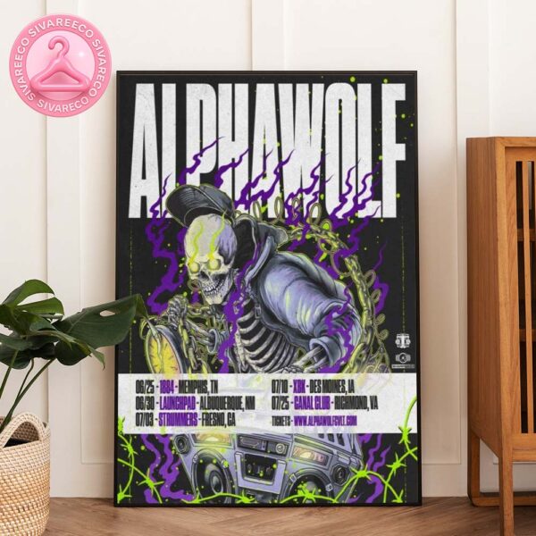 Alpha Wolf 2025 U.S. Tour Poster Featuring Electric Skeleton Artwork Home Decor Poster Canvas
