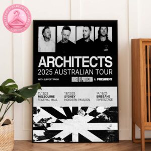 Architects 2025 Australian Tour Poster – Melbourne Sydney Brisbane Dates with House of Protection & President Home Decor Poster Canvas