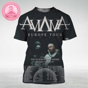 Aviana Europe Tour Poster Featuring Masked Members And Monochrome Industrial Artwork For November 2025 Shows All Over Print Shirt