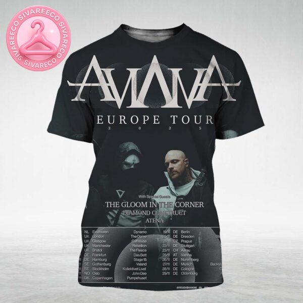 Aviana Europe Tour Poster Featuring Masked Members And Monochrome Industrial Artwork For November 2025 Shows All Over Print Shirt