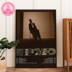 BELOVED Album Tracklist Poster Featuring Soulful Sepia Portrait And Emotional Song Titles By Male Artist Home Decor Poster Canvas