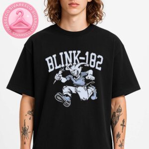 Blink-182 Tour Tee Featuring Screaming Cartoon Goat Character On Black Vintage Punk Rock Design Unisex T-Shirt