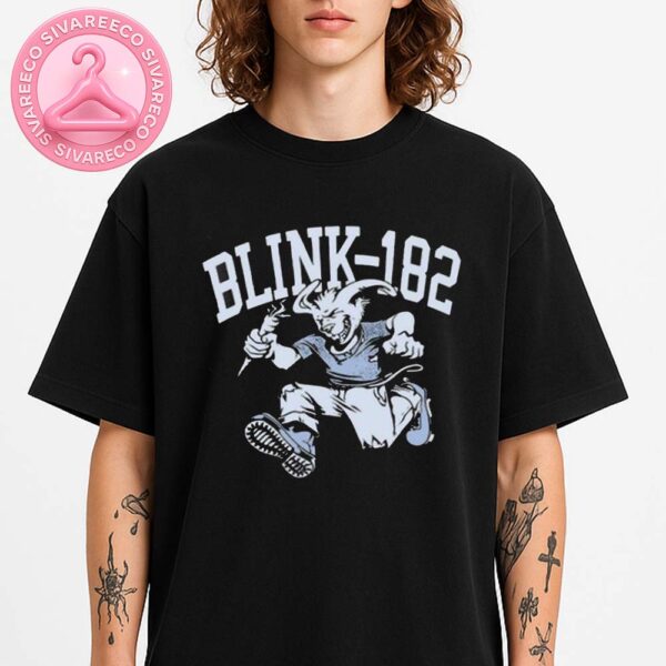 Blink-182 Tour Tee Featuring Screaming Cartoon Goat Character On Black Vintage Punk Rock Design Unisex T-Shirt