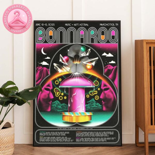 Bonnaroo Music And Arts Festival Poster At Great Stage Park In Manchester TN On June 12 To 15 2025 With Psychedelic Crystal Artwork Home Decor Poster Canvas
