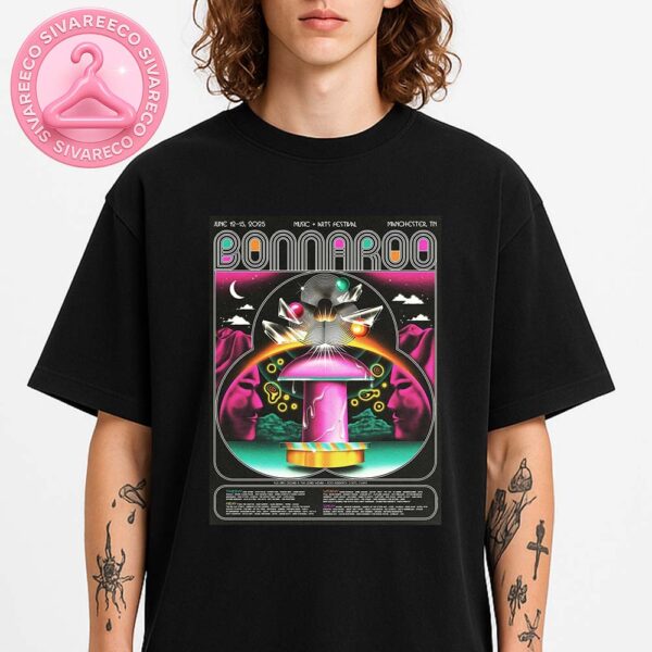 Bonnaroo Music And Arts Festival Poster At Great Stage Park In Manchester TN On June 12 To 15 2025 With Psychedelic Crystal Artwork Unisex T-Shirt