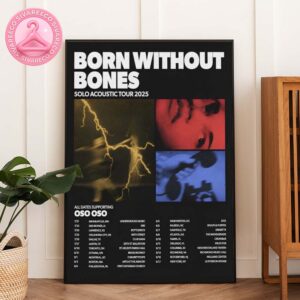 Born Without Bones Solo Acoustic Tour Poster At Multiple Cities In USA On July To September 2025 Lightning And Portrait Artwork Home Decor Poster Canvas