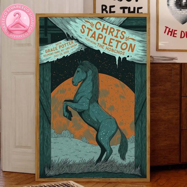 Chris Stapleton Featuring The Honchos With Grace Potter Show 2025 At Belmont Park NY UBS Arena On July 23 Home Decor Canvas Poster