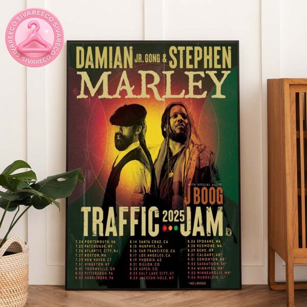 Damian Marley & Stephen Marley Traffic Jam Tour Poster 2025 – Reggae Legends Live With J Boog Artwork Home Decor Poster Canvas