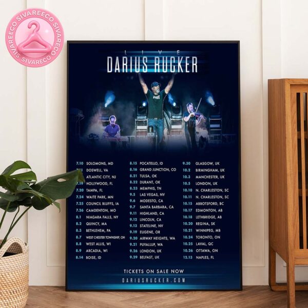 Darius Rucker Tour Poster Full Color Concert Print at Fiserv Forum in Milwaukee Wisconsin Live Tour 2025 Home Decor Poster Canvas