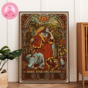 Dark Star Orchestra Summer Tour Poster Featuring Psychedelic Art Nouveau Queen With Bear And Garden Elements 2025 Home Decor Poster Canvas