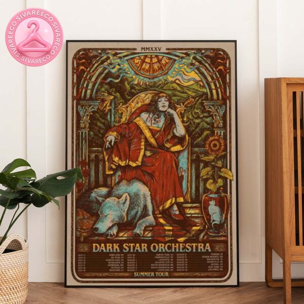 Dark Star Orchestra Summer Tour Poster Featuring Psychedelic Art Nouveau Queen With Bear And Garden Elements 2025 Home Decor Poster Canvas