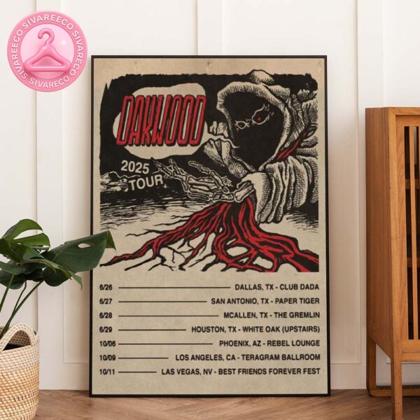 Darkwood 2025 West Coast Tour Poster At Club Dada In Dallas TX Grim Reaper Roots Artwork Home Decor Poster Canvas