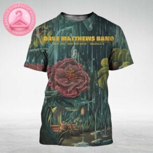 Dave Matthews Band Illustrated Tour Poster At Ruoff Music Center In Noblesville Indiana On July 11 2025 With Rainy Garden Artwork All Over Print Shirt