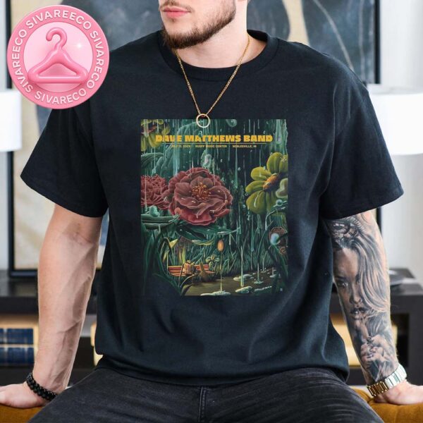 Dave Matthews Band Illustrated Tour Poster At Ruoff Music Center In Noblesville Indiana On July 11 2025 With Rainy Garden Artwork Unisex T-Shirt