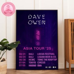 Dave Owen Asia Tour 2025 Poster For July 04 At Circus In Tokyo Japan Neon Cyberpunk Artwork Home Decor Poster Canvas