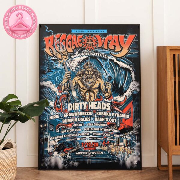 Dirty Heads Reggae On The Way Festival Poster At Airport Tavern In Tacoma WA On July 12 2025 With Neptune Graphic Style Home Decor Poster Canvas