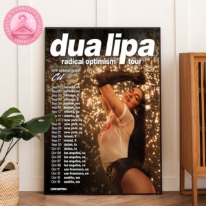 Dua Lipa Radical Optimism Tour Poster Featuring Sparkling Glamour Portrait For 2024 North America Shows With Special Guest CIL Home Decor Poster Canvas
