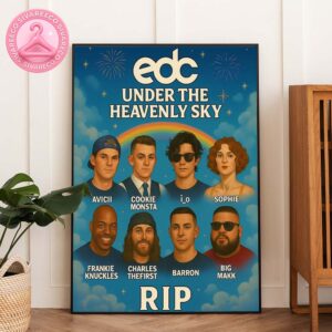 EDC Memorial Tribute Poster Under The Heavenly Sky Honoring Avicii i_o SOPHIE And Other Legendary Electronic Artists Home Decor Poster Canvas